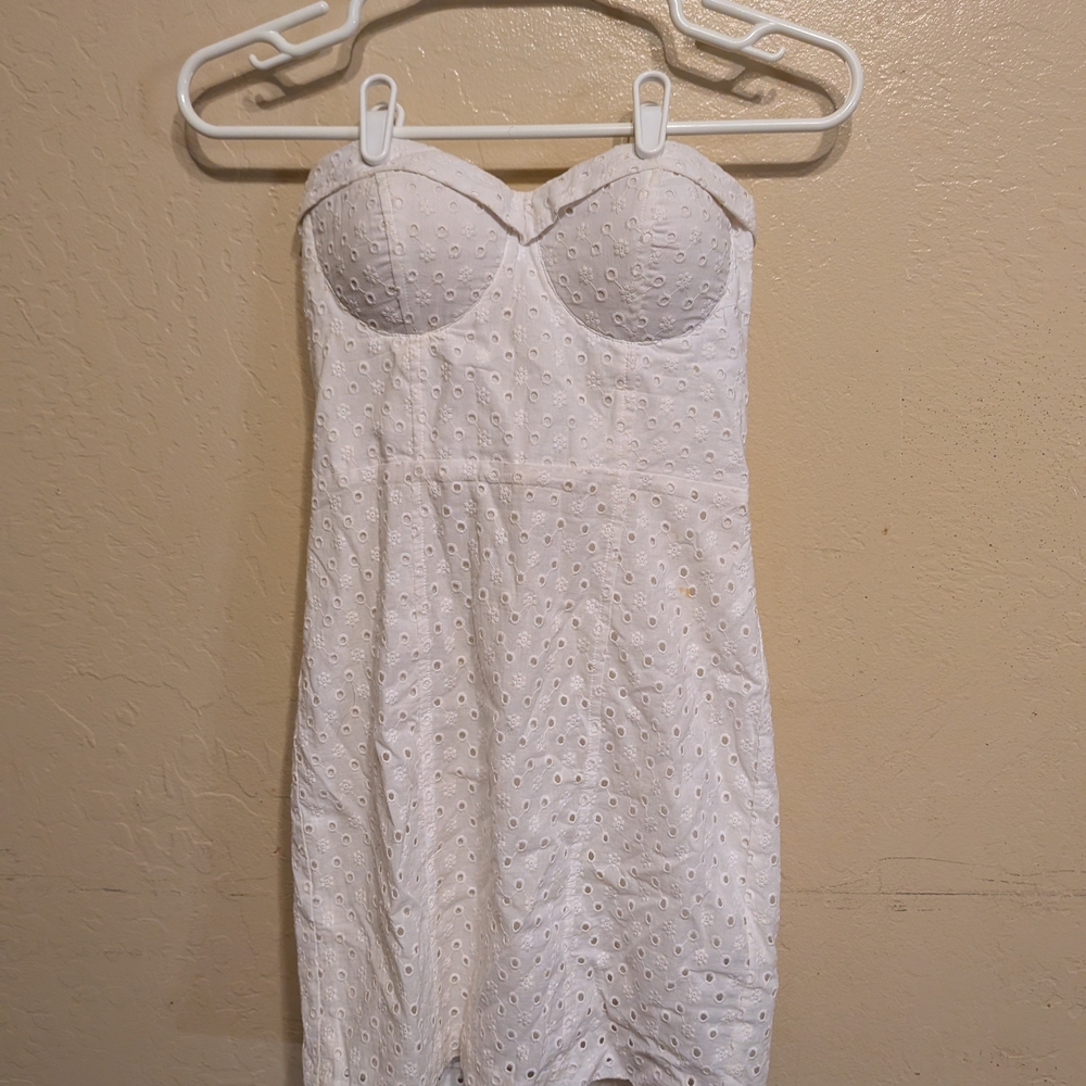 Forever 21 White Eyelet Strapless Dress